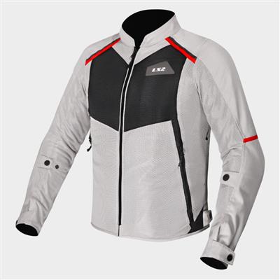LS2 BREEZE JACKET GREY BLACK RED (2XL)