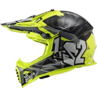 LS2 MX437 FAST II MINI CRUSHER HELMET BLACK YELLOW SIZE S